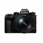 "Panasonic Lumix S1R II mirrorless camera with L-mount lens on a tripod"